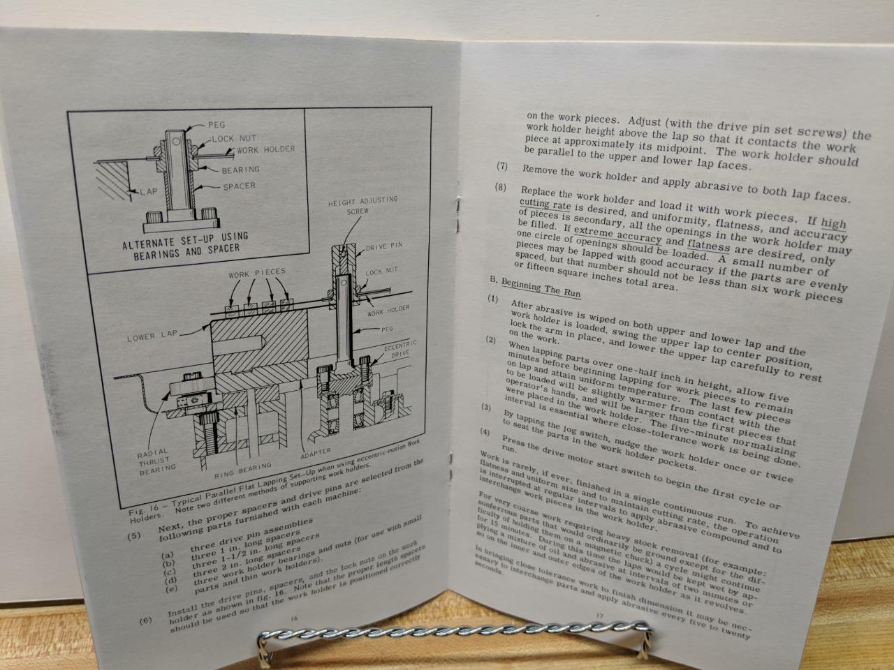 DoAll CM-16 Lapping Machine Handbook Instruction Manual