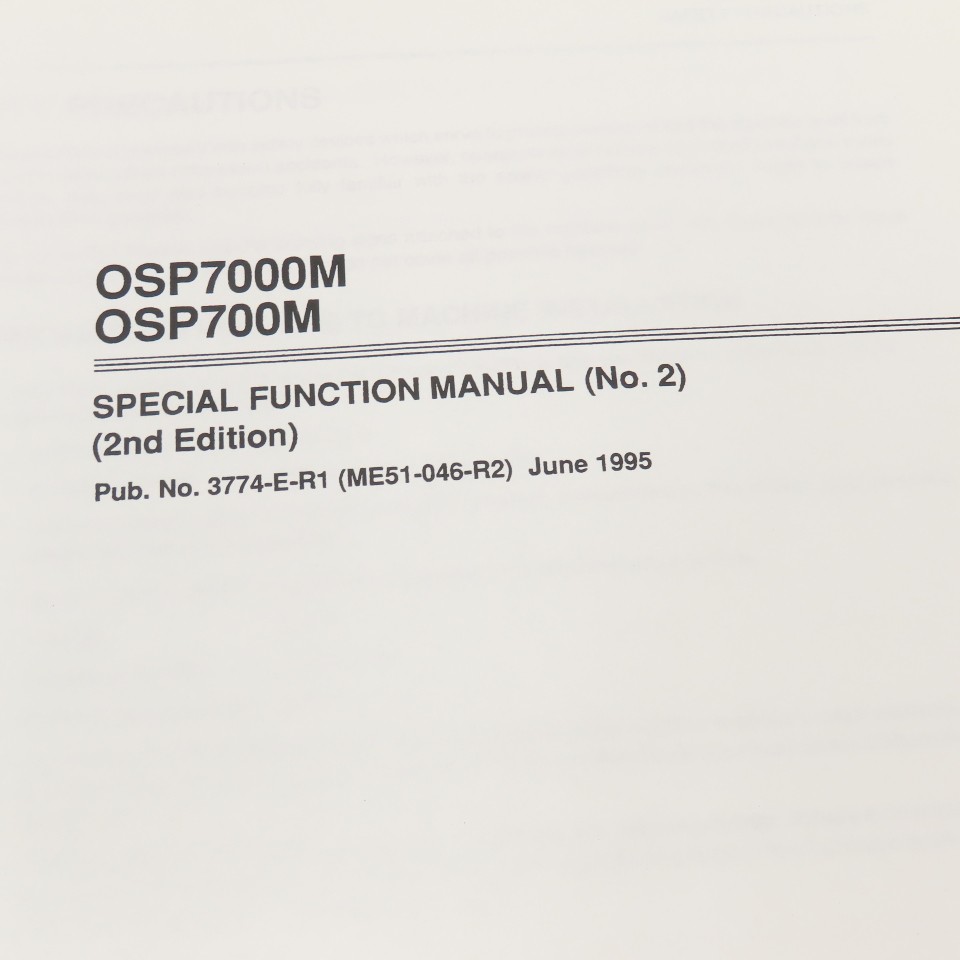Okuma OSP7000M OSP700M 3774-E-R1 Special Functions Manual (No.2)