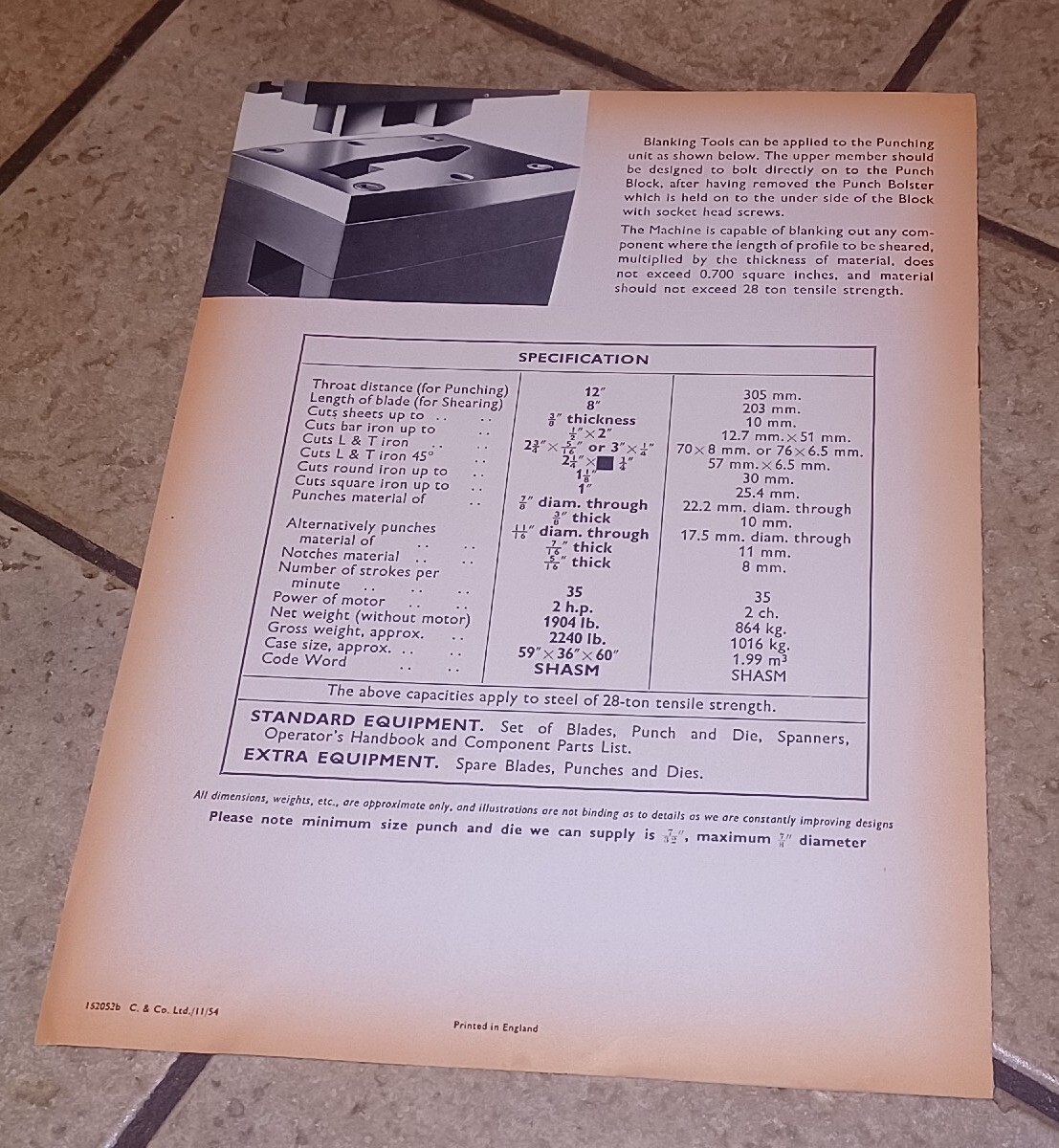 Cardiff C No 1 Power Punching Shearing Machines SALES CATALOG promo BOOK CTL