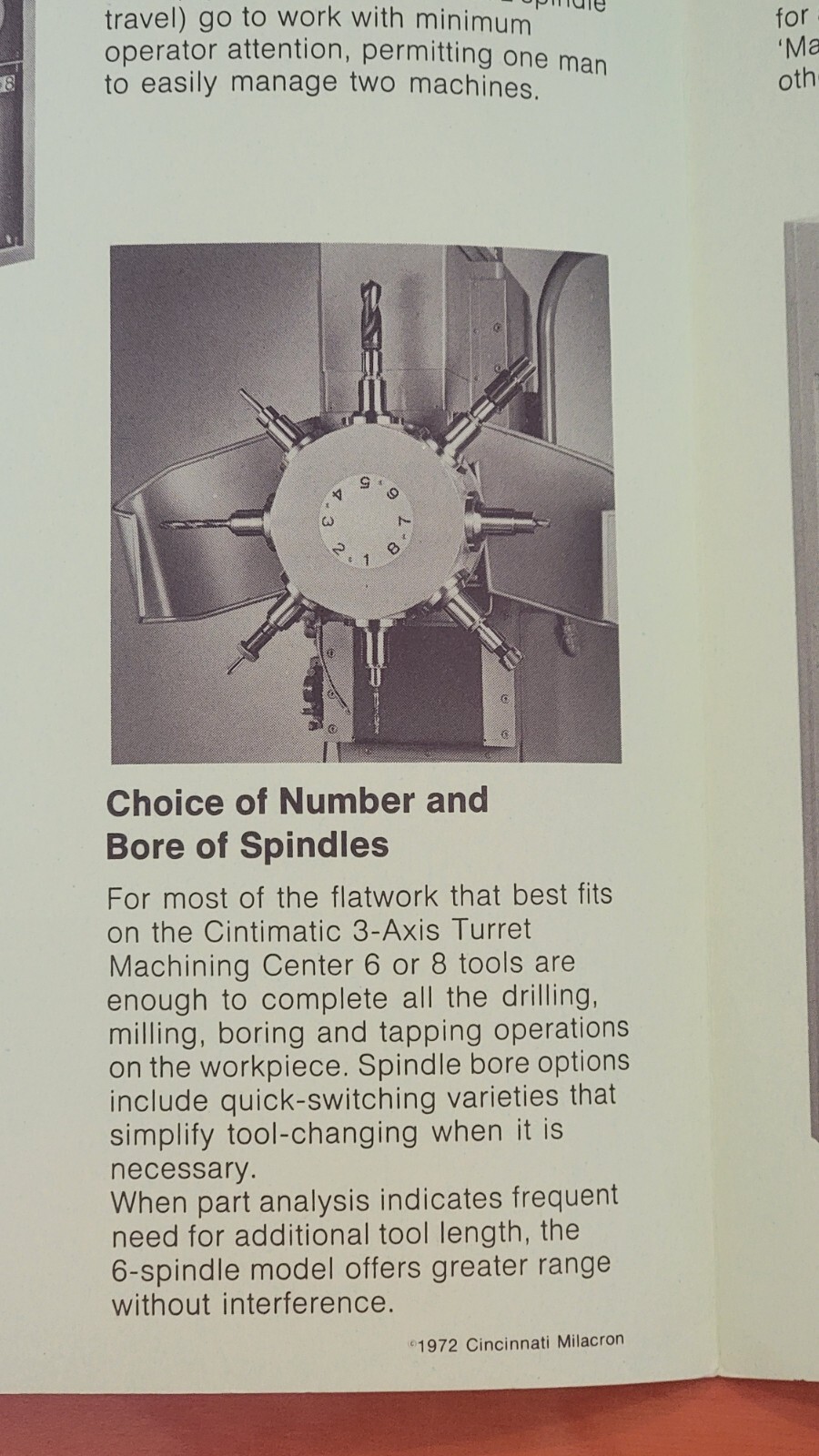 Cincinnati Milacron Cintimatic 3-Axis Turret Machining Center Brochure 1972