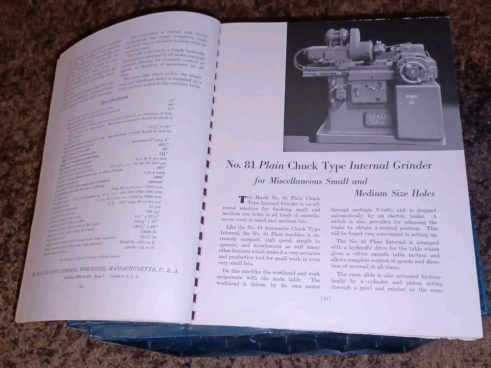 HEALD COMPANY Precision GRINDING BORING Borizing MACHINES CATALOG BOOK Issue 13