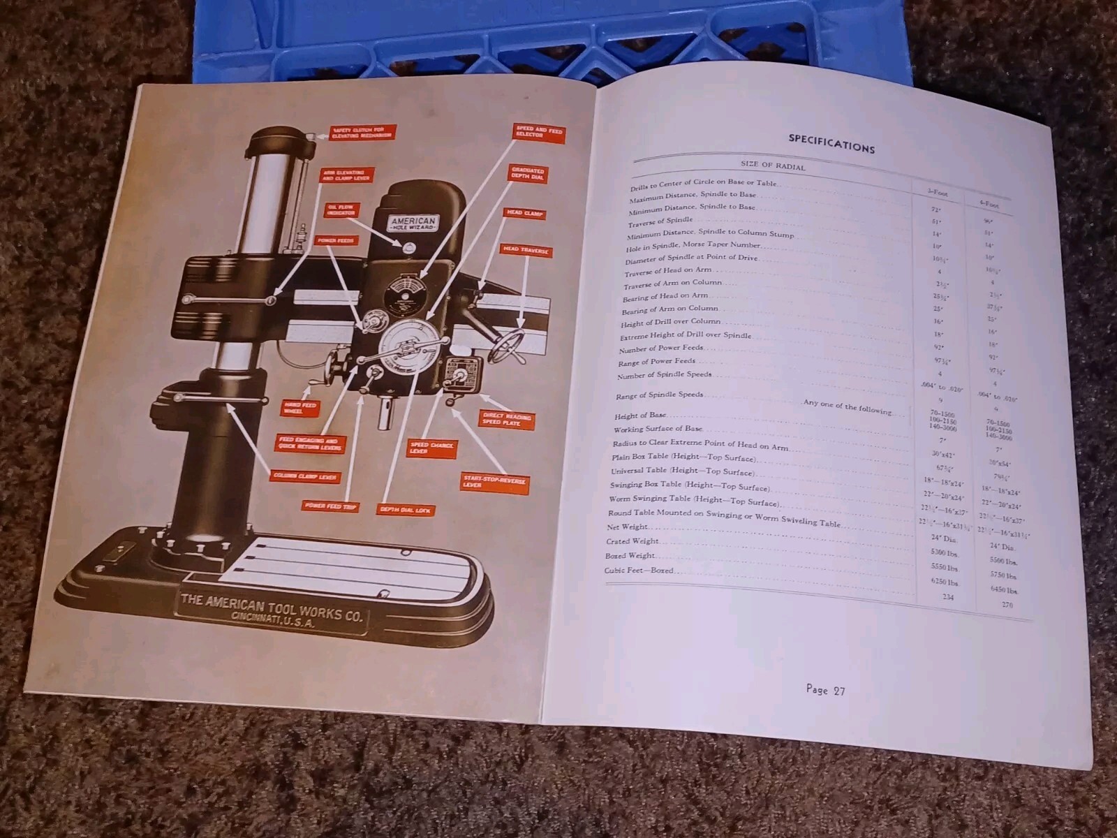 AMERICAN HOLE WIZARD Tool Works Company BULLETIN 305 LATHES RADIAL DRILL Catalog