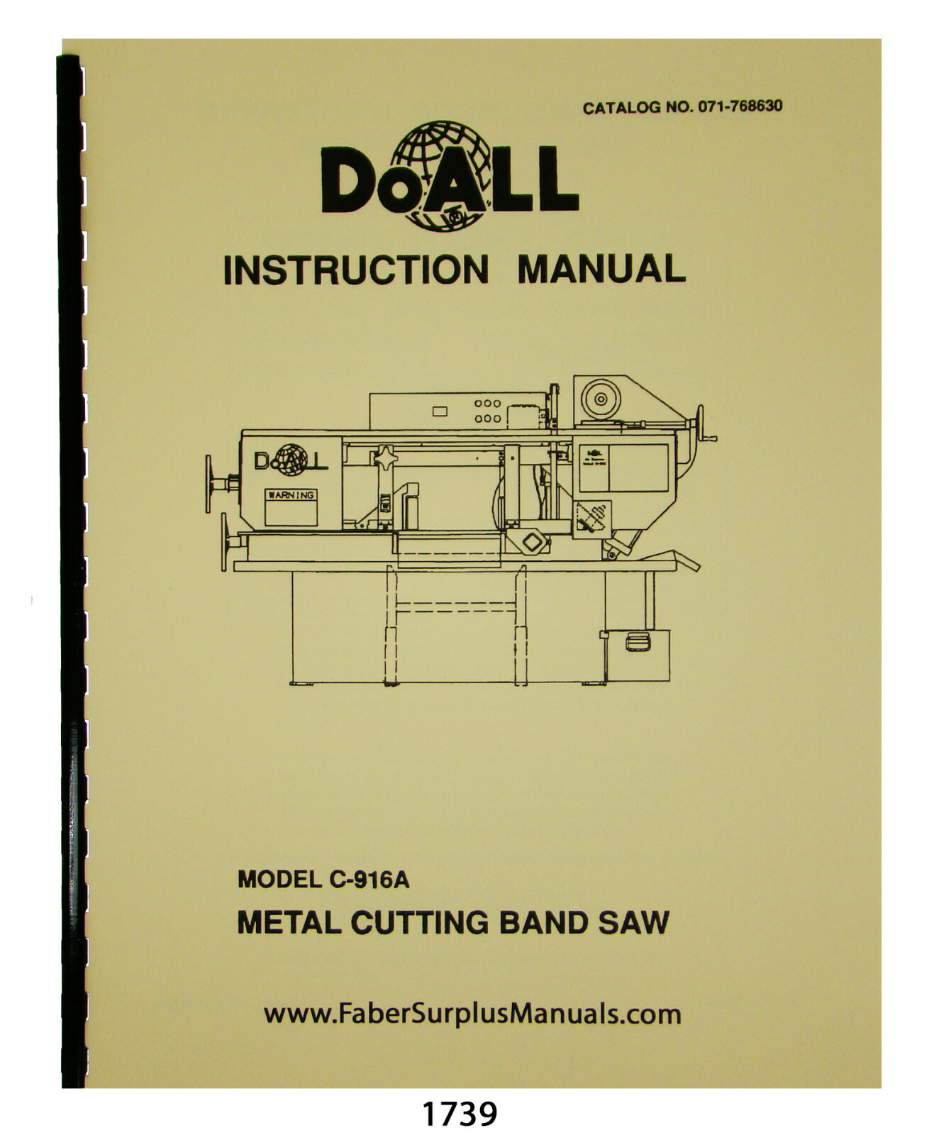DoALL C-916A Metal Bandsaw Instruction Manual #1739
