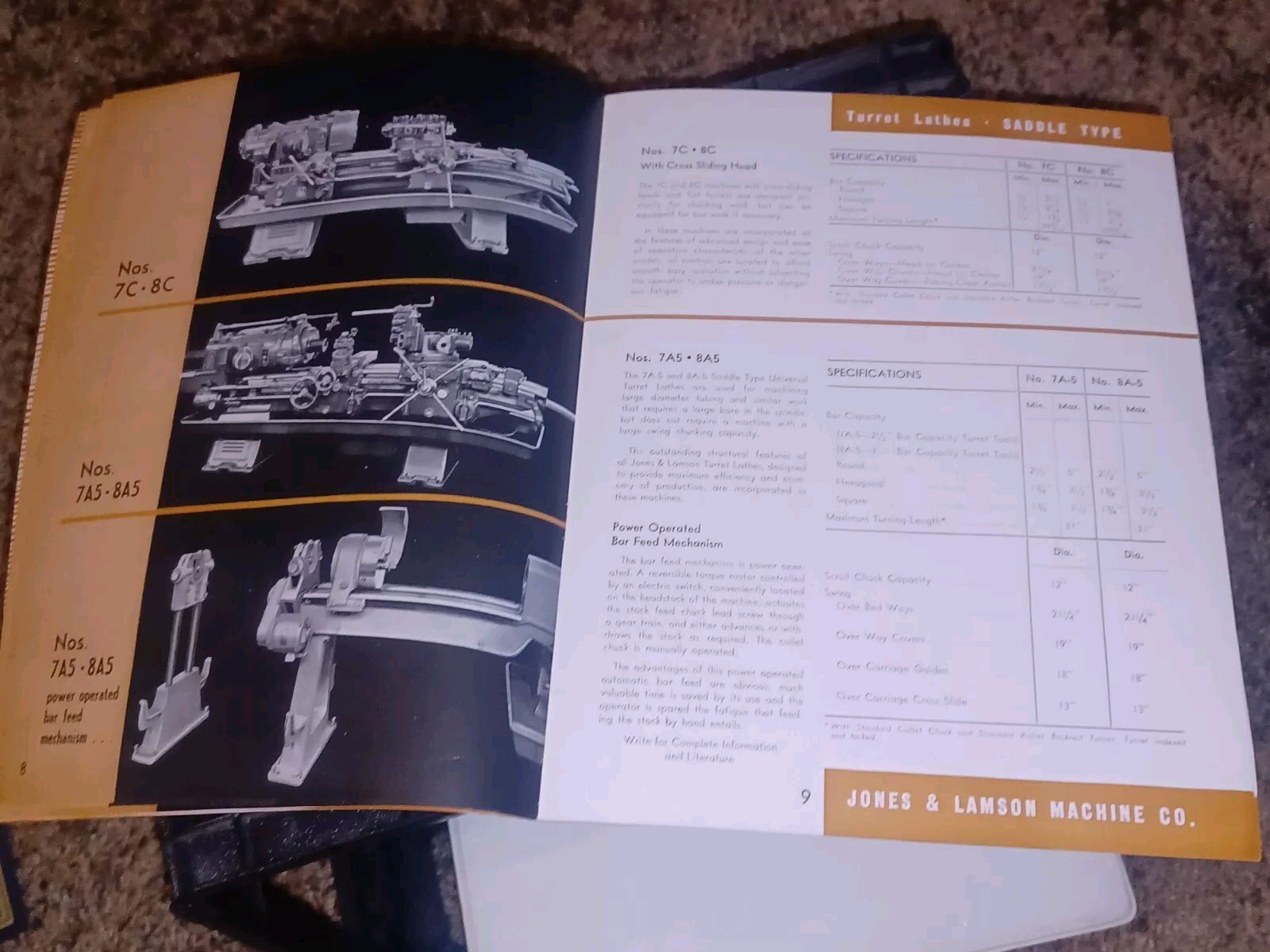 Jones & Lamson Machine 1944-1945 GENERAL TOOL CATALOG Turret Lathes RAM SADDLE