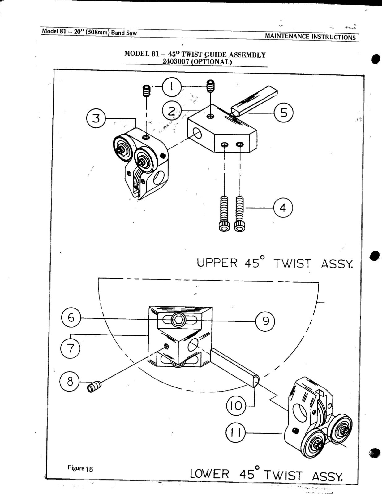 81 1983 Bandsaw Operation & Parts List Manual Fits Powermatic 81 20in PM81