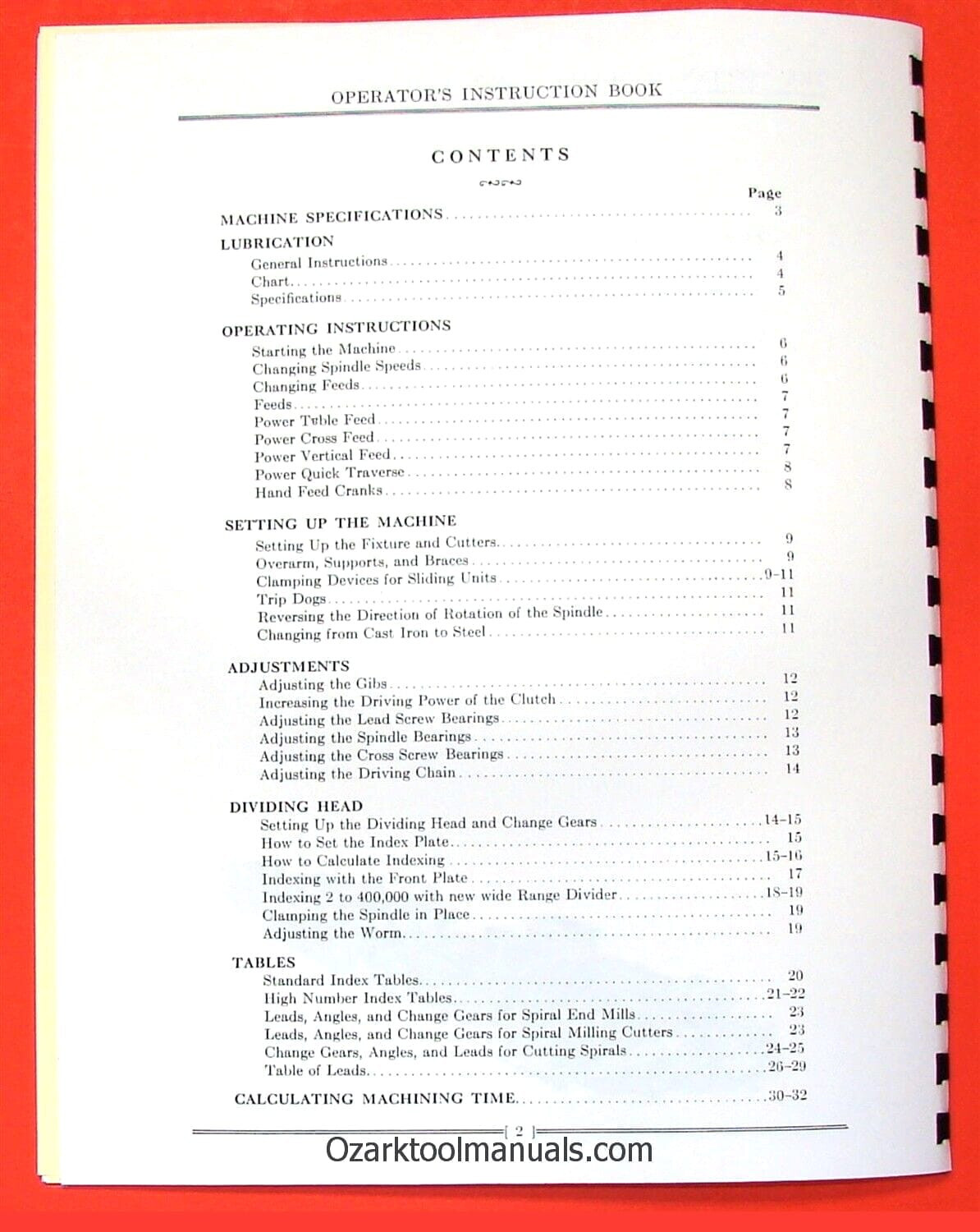 CINCINNATI M-Type Miller 1M, 2M Horizontal Milling Machines Operator Manual 0123