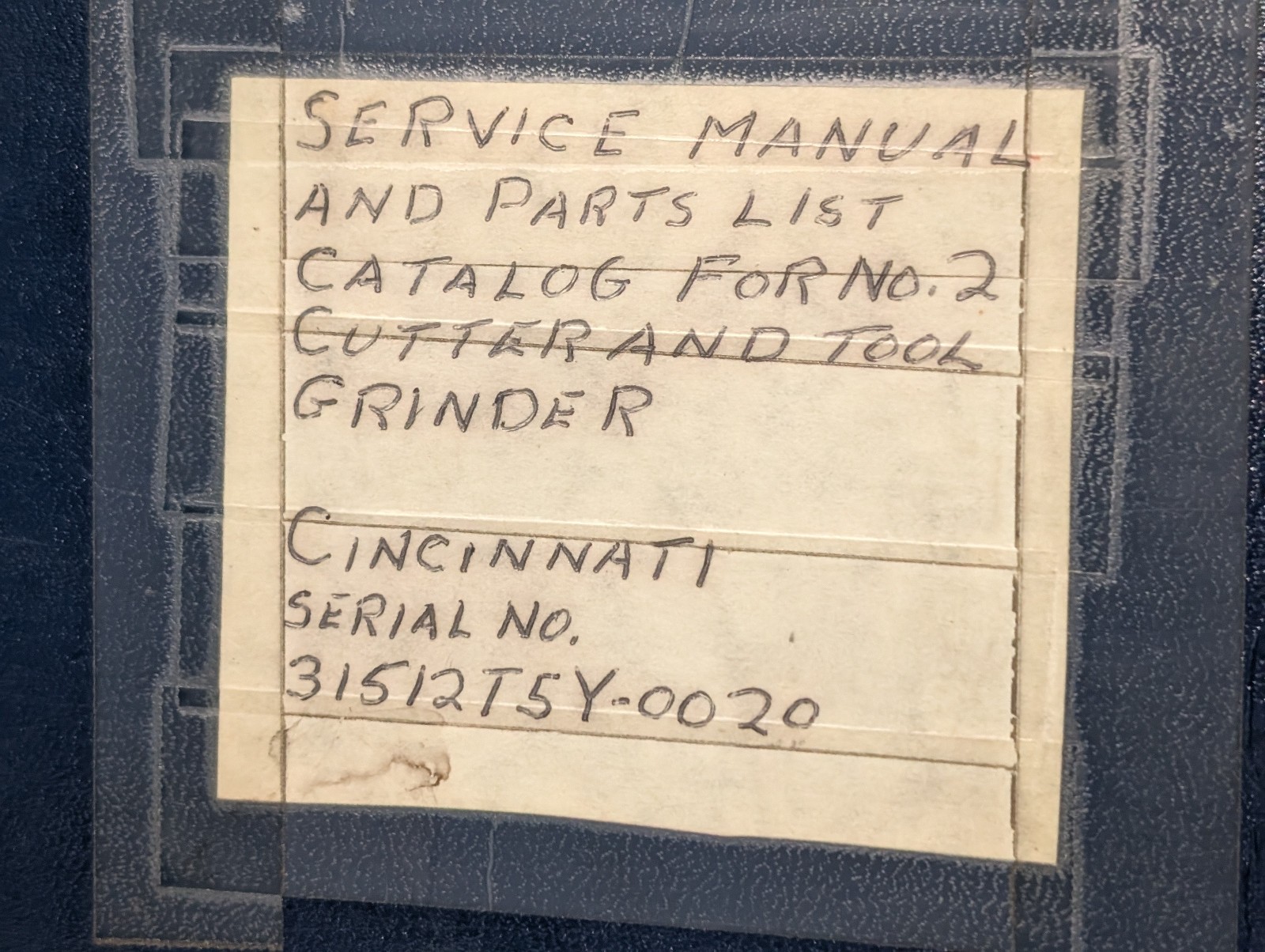 Cincinnati Milling Machine No.2 DO, Cutter & Grinder Service Manual & Parts List