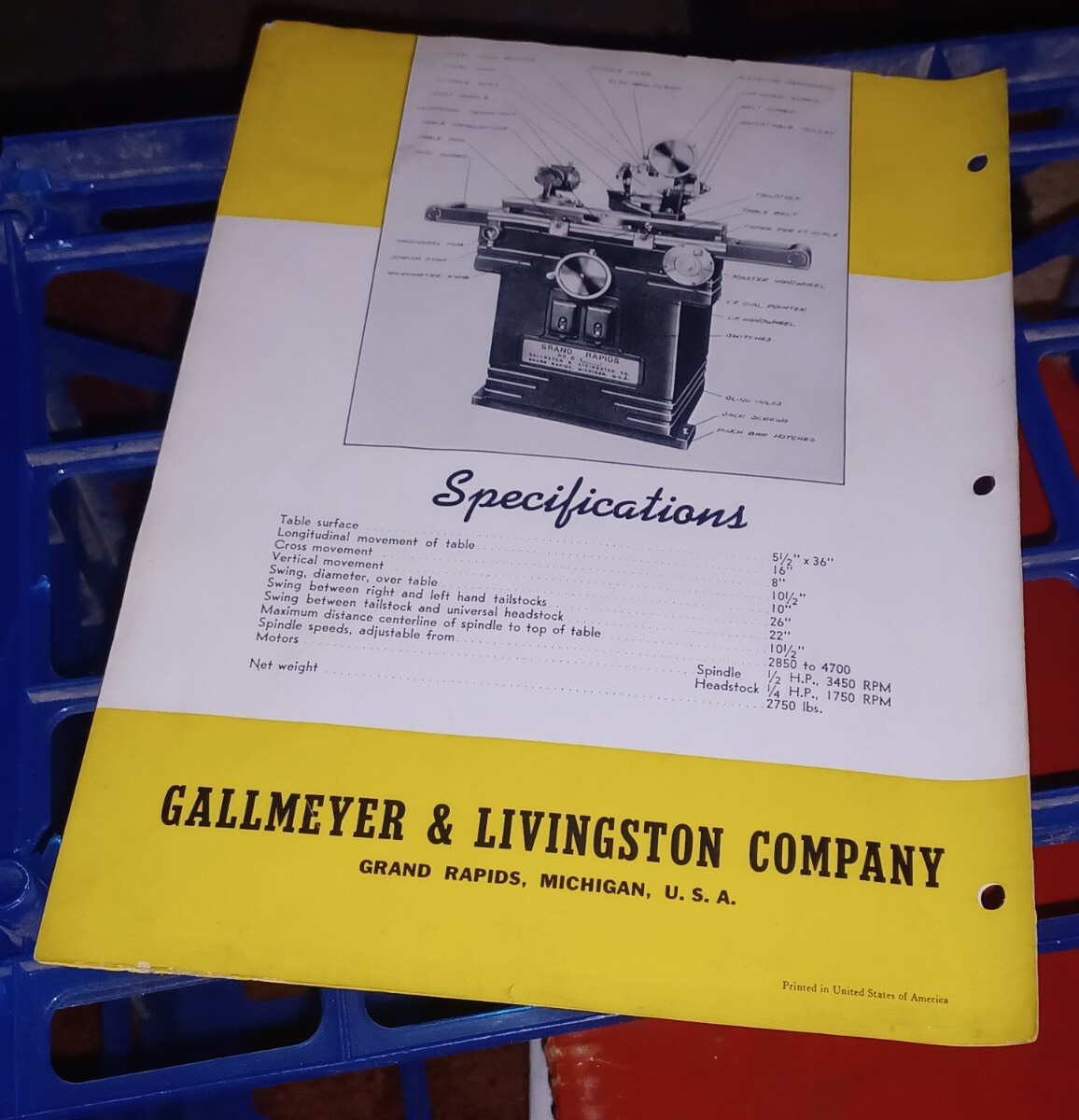 GALLMEYER & LIVINGSTON GRAND RAPIDS GRINDERS No 6 CATALOG FLYER Tools Machinist
