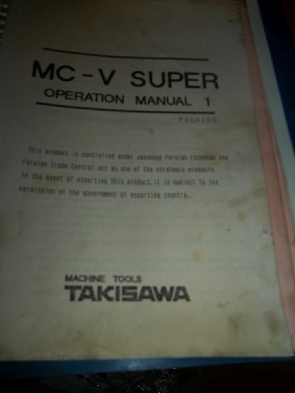 Takisawa MC-V Operation 1 Manual 1