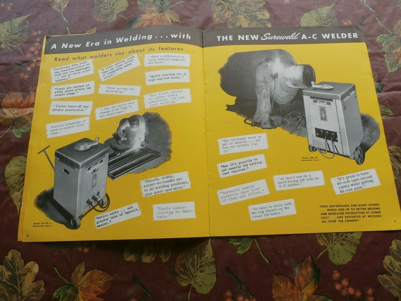1948 THE NEW SUREWELD A-C WELDER AND SUREWELD PORTABLE GAS DRIVEN D-C ARC WELDER