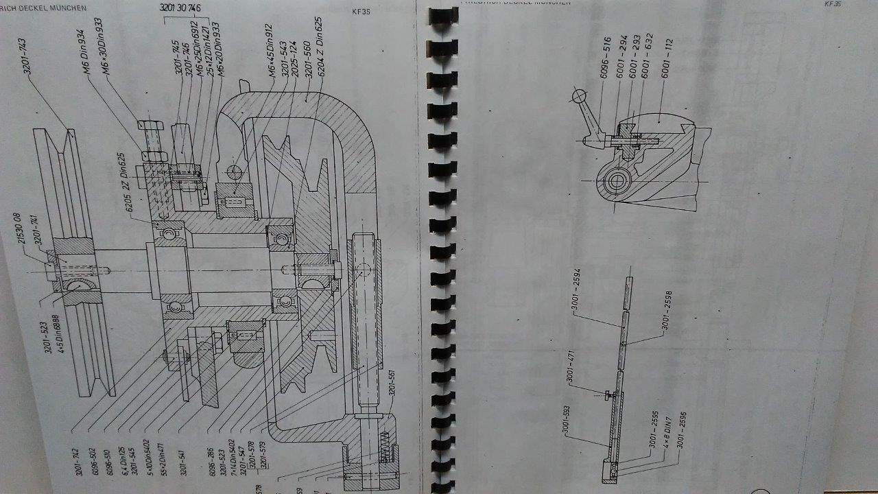 Deckel KF3S Universal Milling Machine Parts Manual