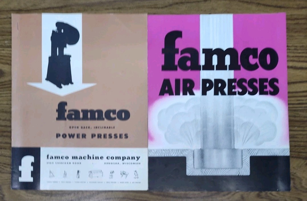 Famco Machine Co, WI Presses Open Back Air Brochure Lot Industrial Metal Work