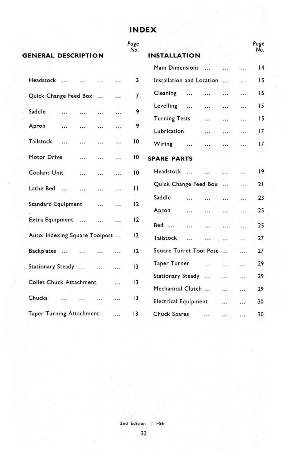 Colchester Triumph Lathe 7-1/2″ Center Instruction & Spare Parts Manual #691