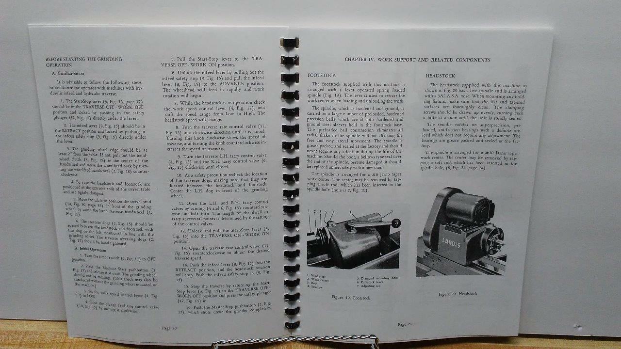 Landis 1R – 6” x 18” Grinder – Operator’s Handbook & Parts Manual