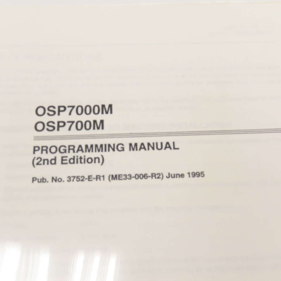 Okuma OSP7000M OSP700M 3750-E-R1 Programming Manual