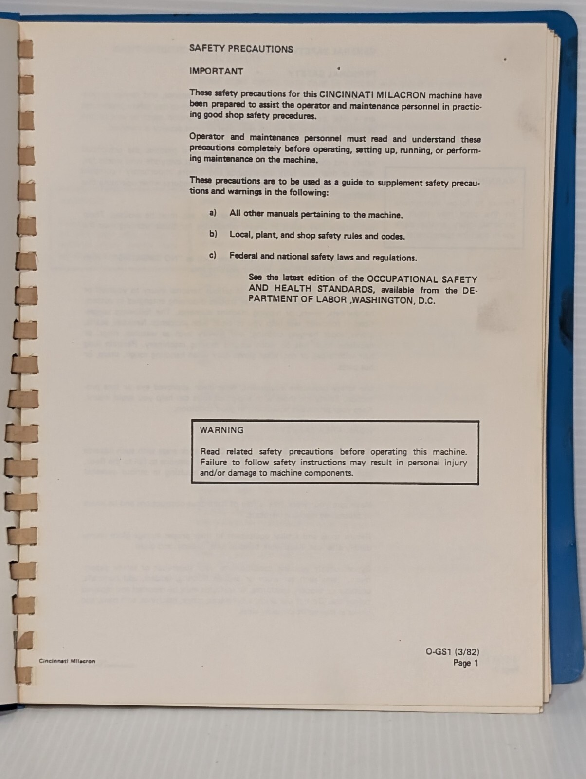 Cincinnati G-522-4 Parts & Service Manual for No. 2 Centerless Grinding Machine