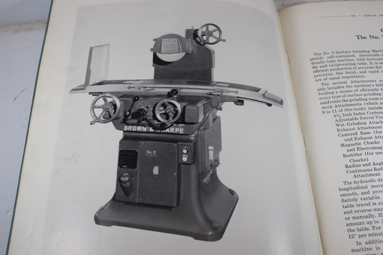 Brown & Sharpe No.5 Surface Grinding Machine Operating Book