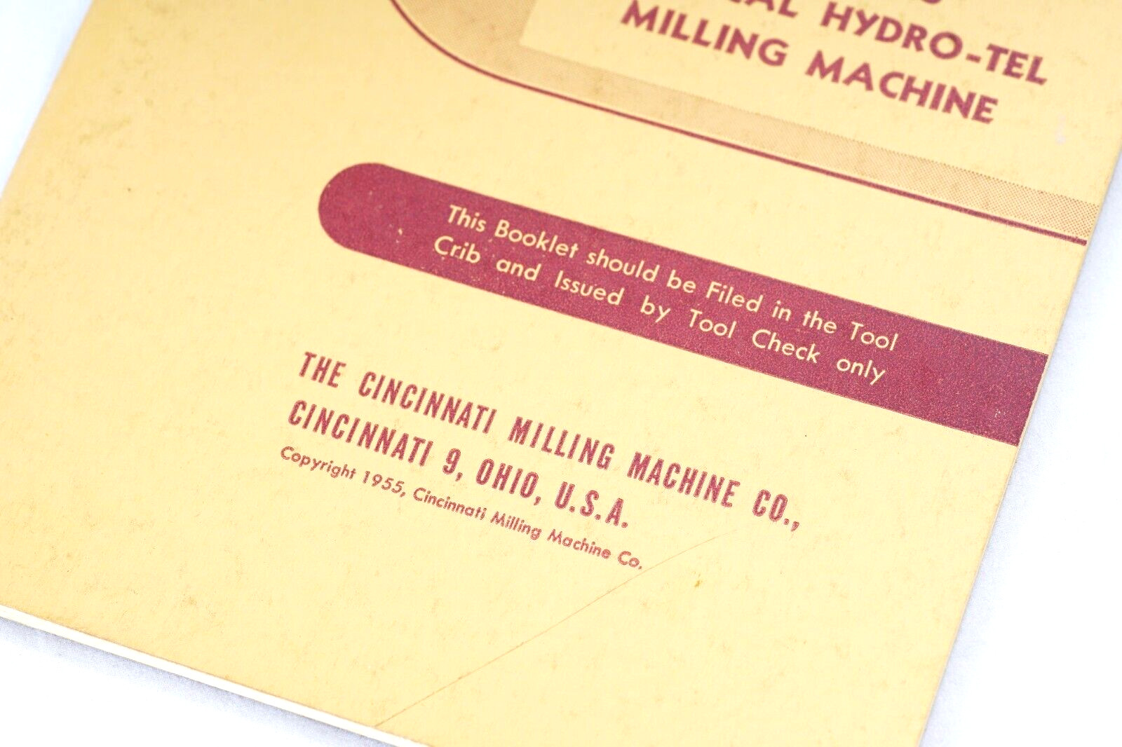 1955 Cincinnati Milling Machine Co 28″ Vertical Hydro-tel Milling Machine Manual