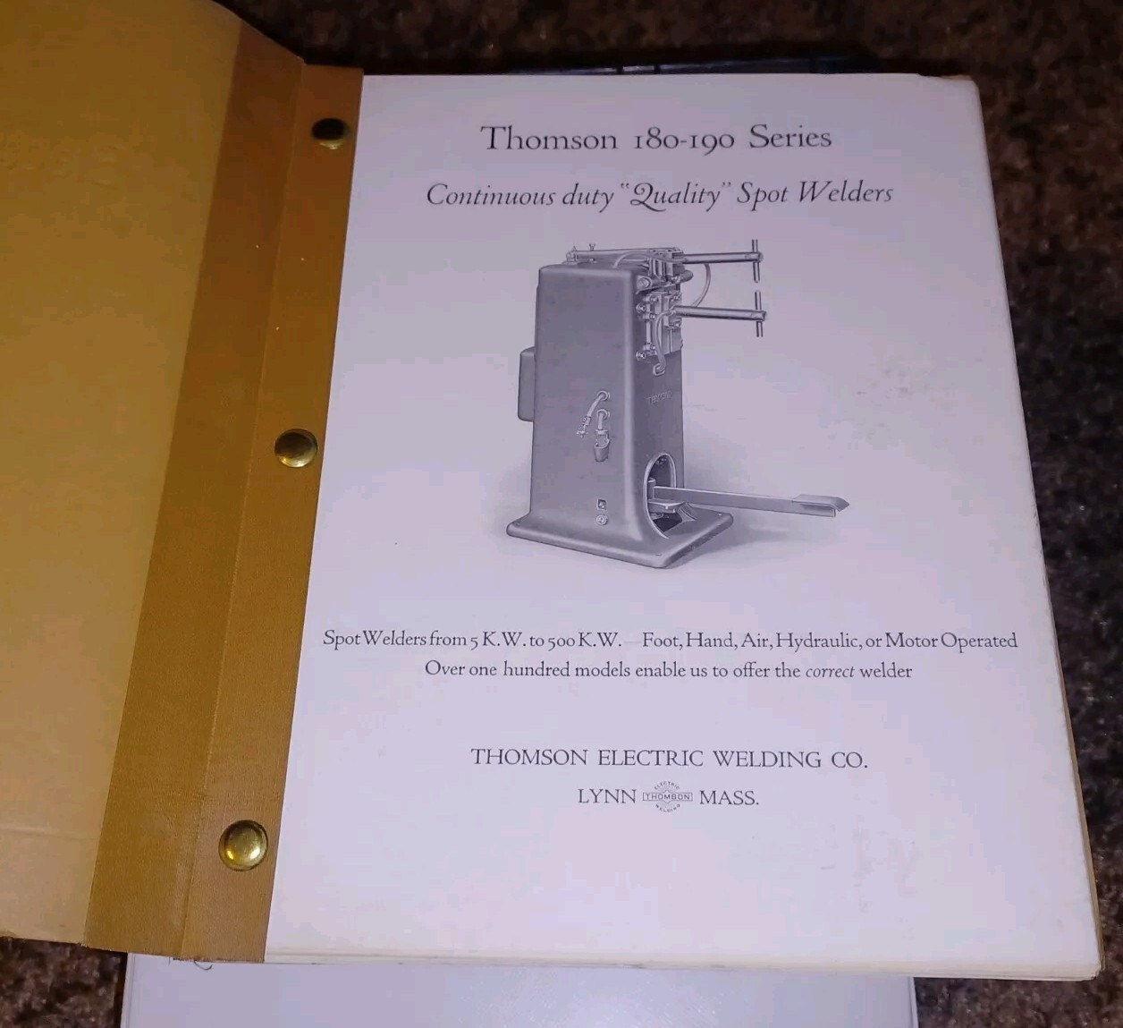 THOMSON PROCESS ELECTRIC WELDING COMPANY early 1900s Sales Catalog Book MACHINES