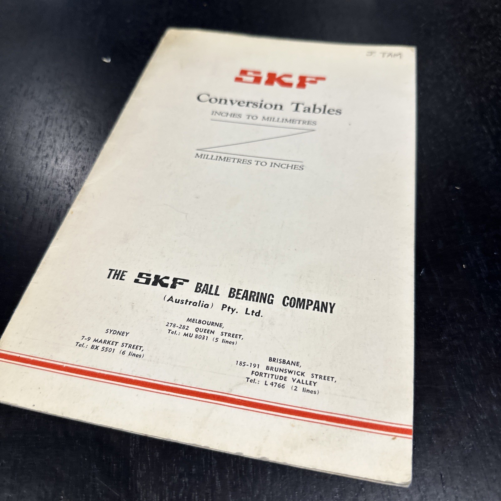 SKF Conversion Tables Inches – Millimetres Australian 1953
