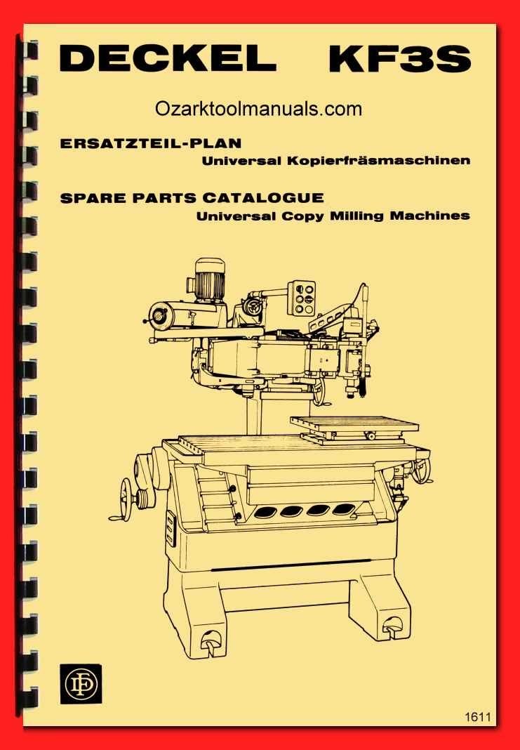 DECKEL KF3S Universal Engraver Profiler Duplicator Pantograph Parts Manual 1611