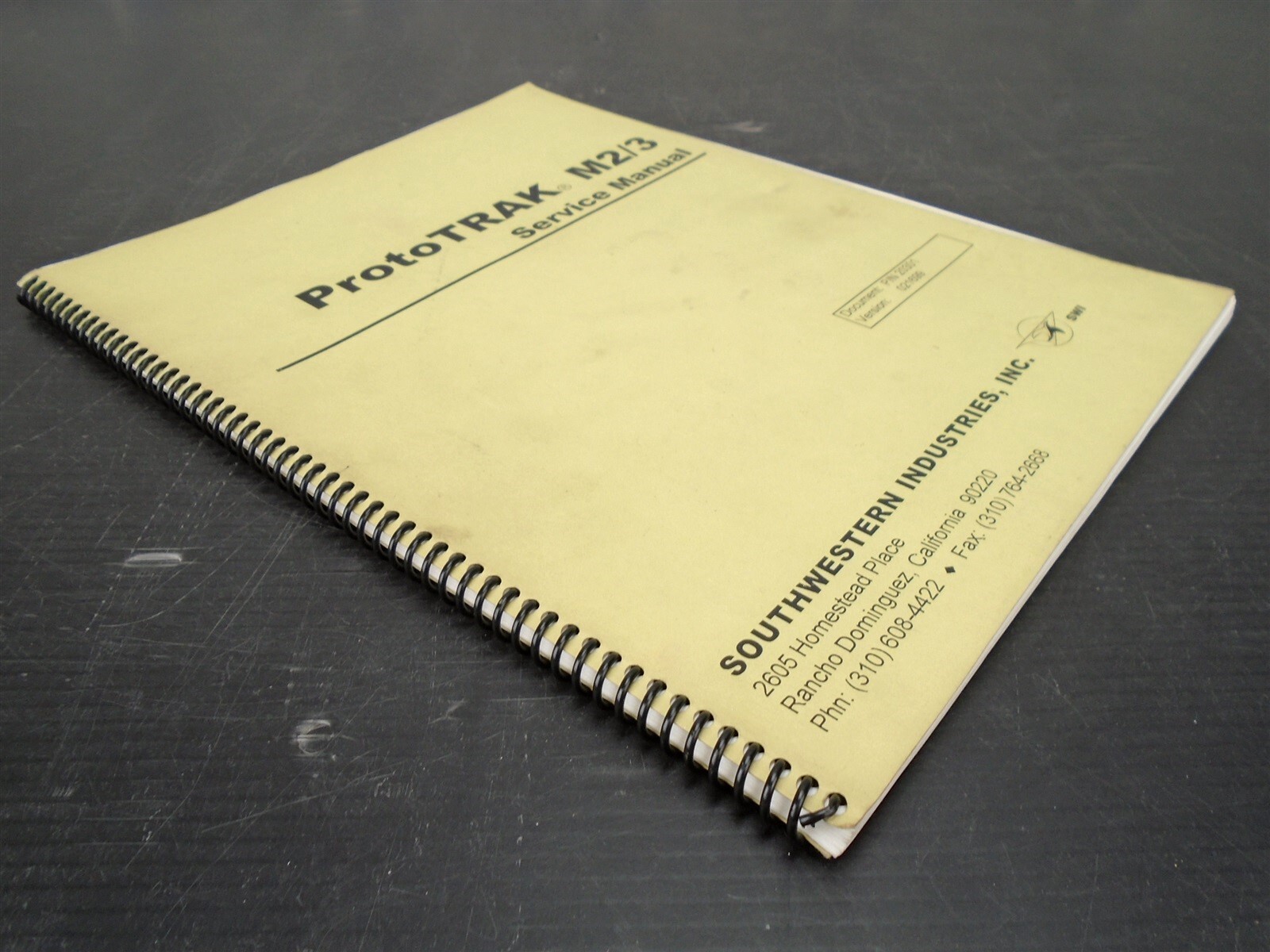 SOUTHWESTERN INDUSTRIES INC. – ProtoTRAK M2/3 SERVICE MANUAL – P/N 20301 – 1999