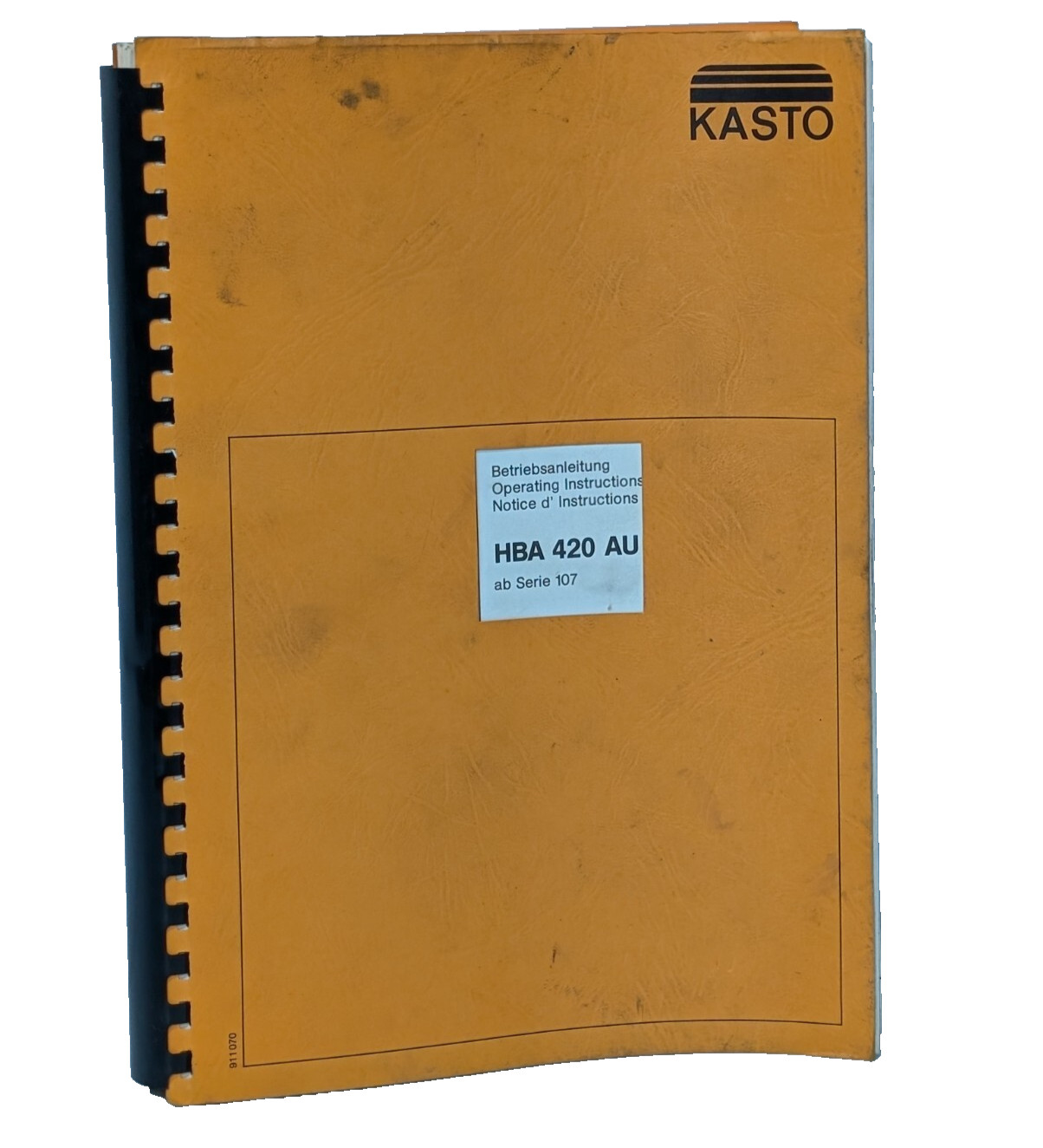 Vintage Kasto HBA-420-AU Series 107 CNC Bandsaw Operating Instructions Manual