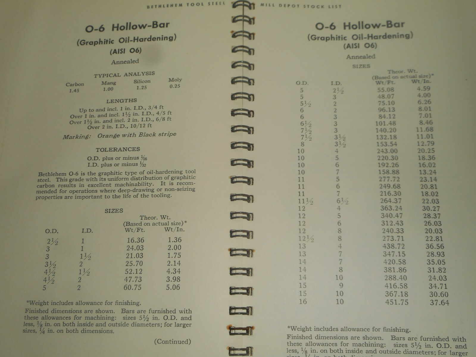 BETHLEHEM STEEL Tool Steel Mill Depot Stock List 1973 Salesman Catalog Data Spec