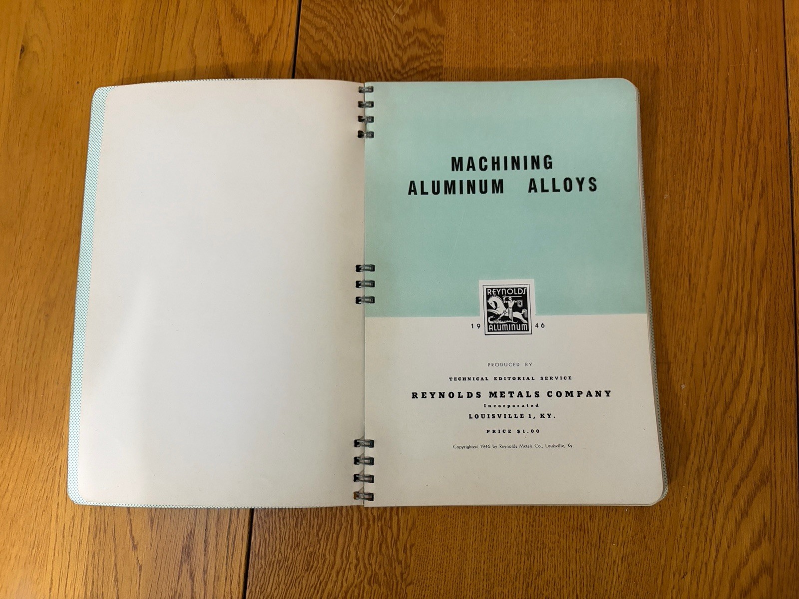 VTG 1946 REYNOLDS ALUMINUM METALS TECHNICAL HANDBOOK MACHINING ALUMINUM ALLOYS