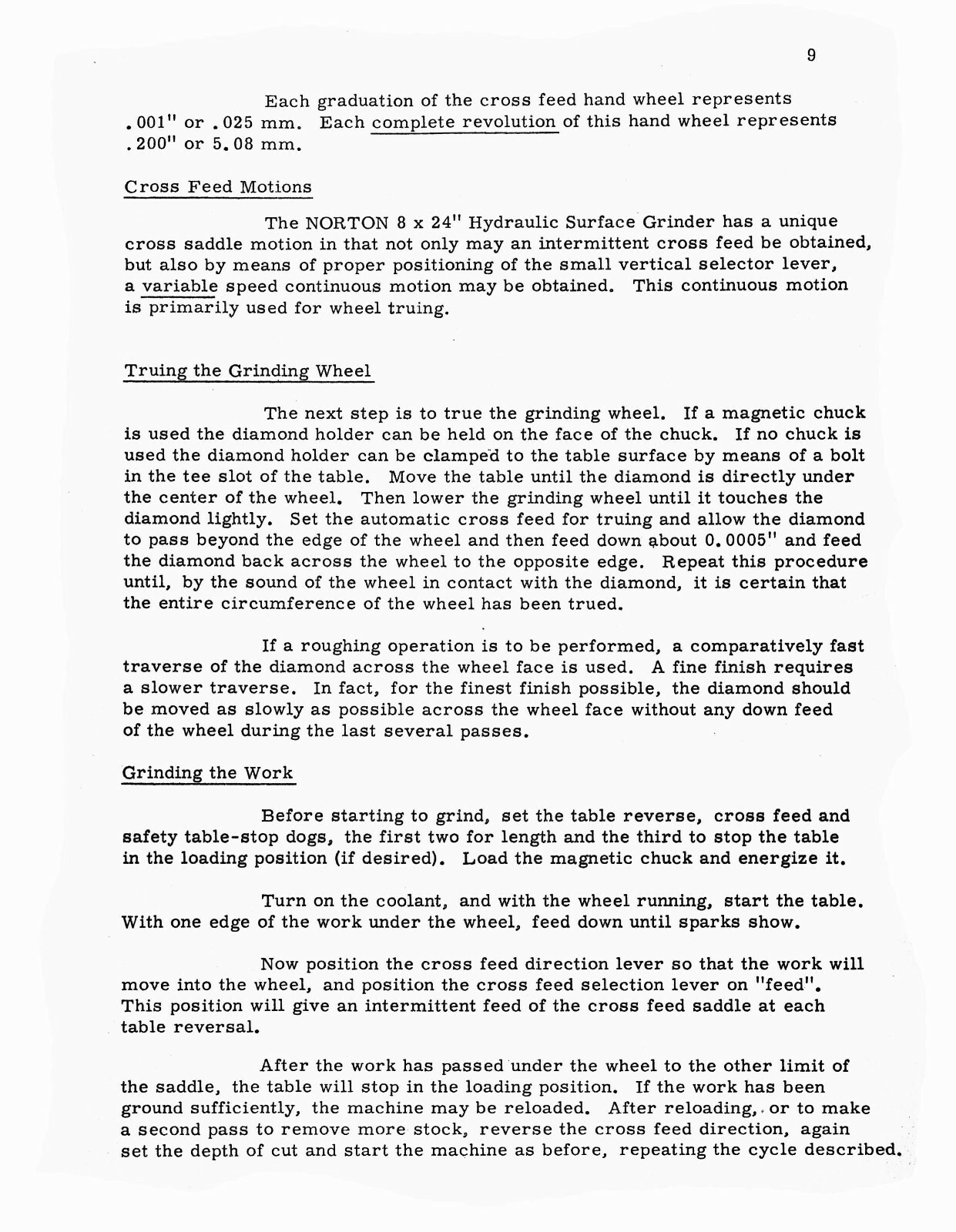 Norton 8″ x 24″ Hydraulic Surface Grinder Instrucion & Parts Manual #1646