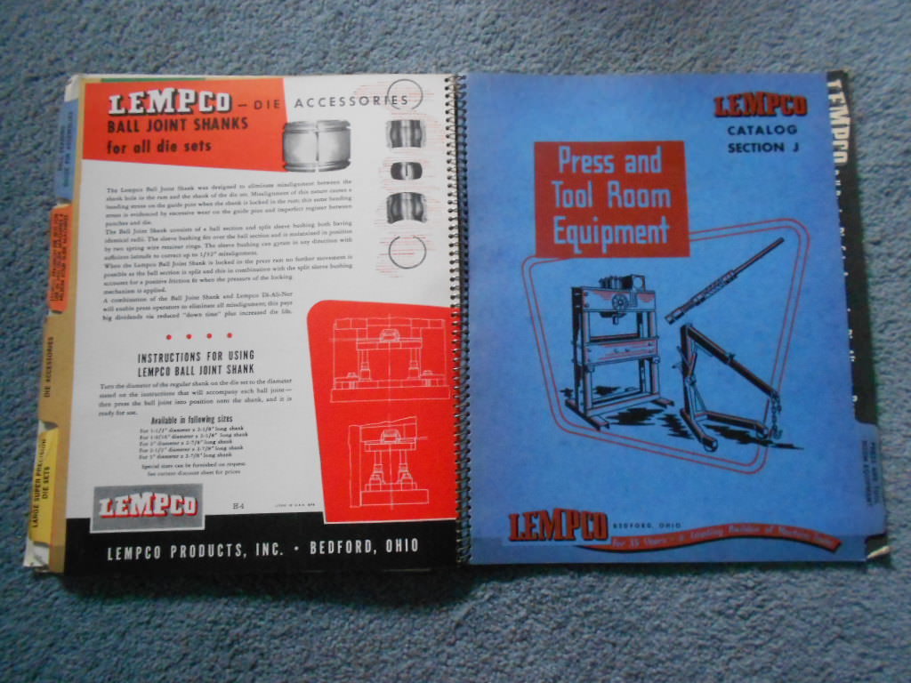 1954 LEMPCO BALL BEARING DIE SETS CATALOG & 1957 Price List Info Specs Original