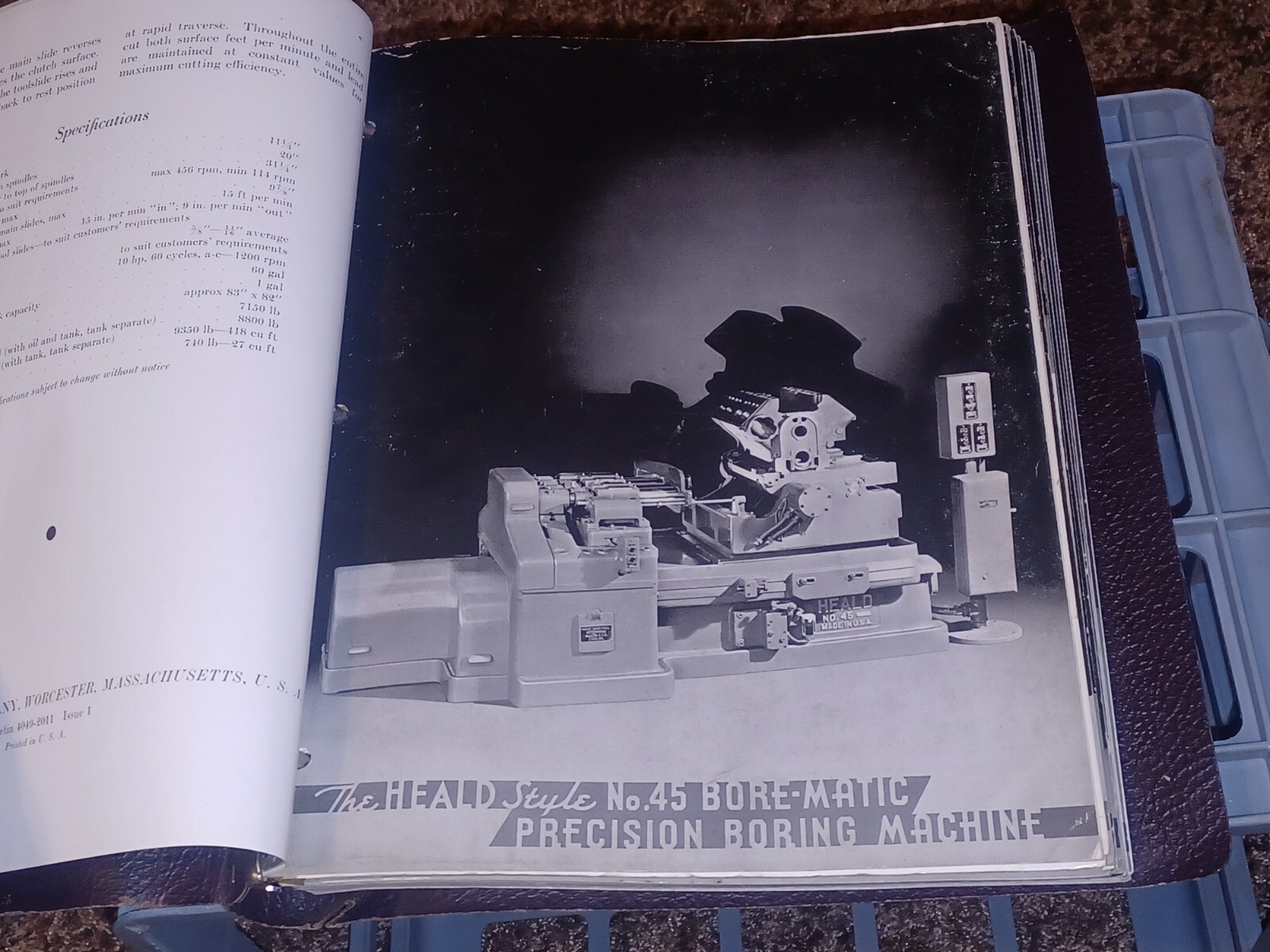 1946 HEALD COMPANY Precision GRINDING MACHINES Sales CATALOG LOT BINDER BOOK
