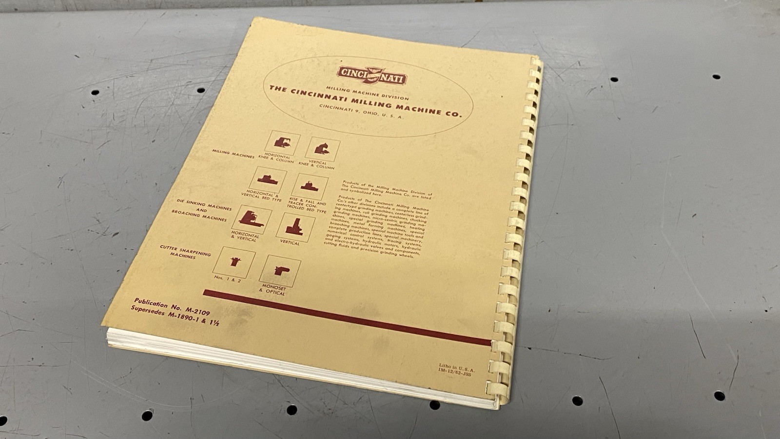 Cincinnati Milling Machine Co. No.. 1 Tool-master Milling Machine Manual