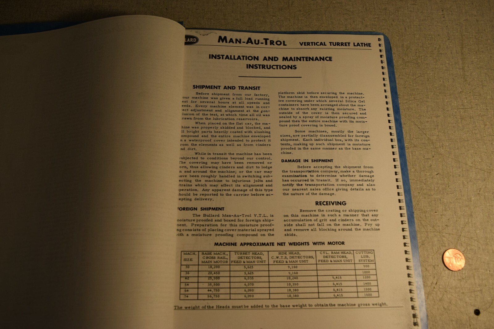 Bullard MAN-AU-TROL VTL Vertical Turret Lathe Operators Manual