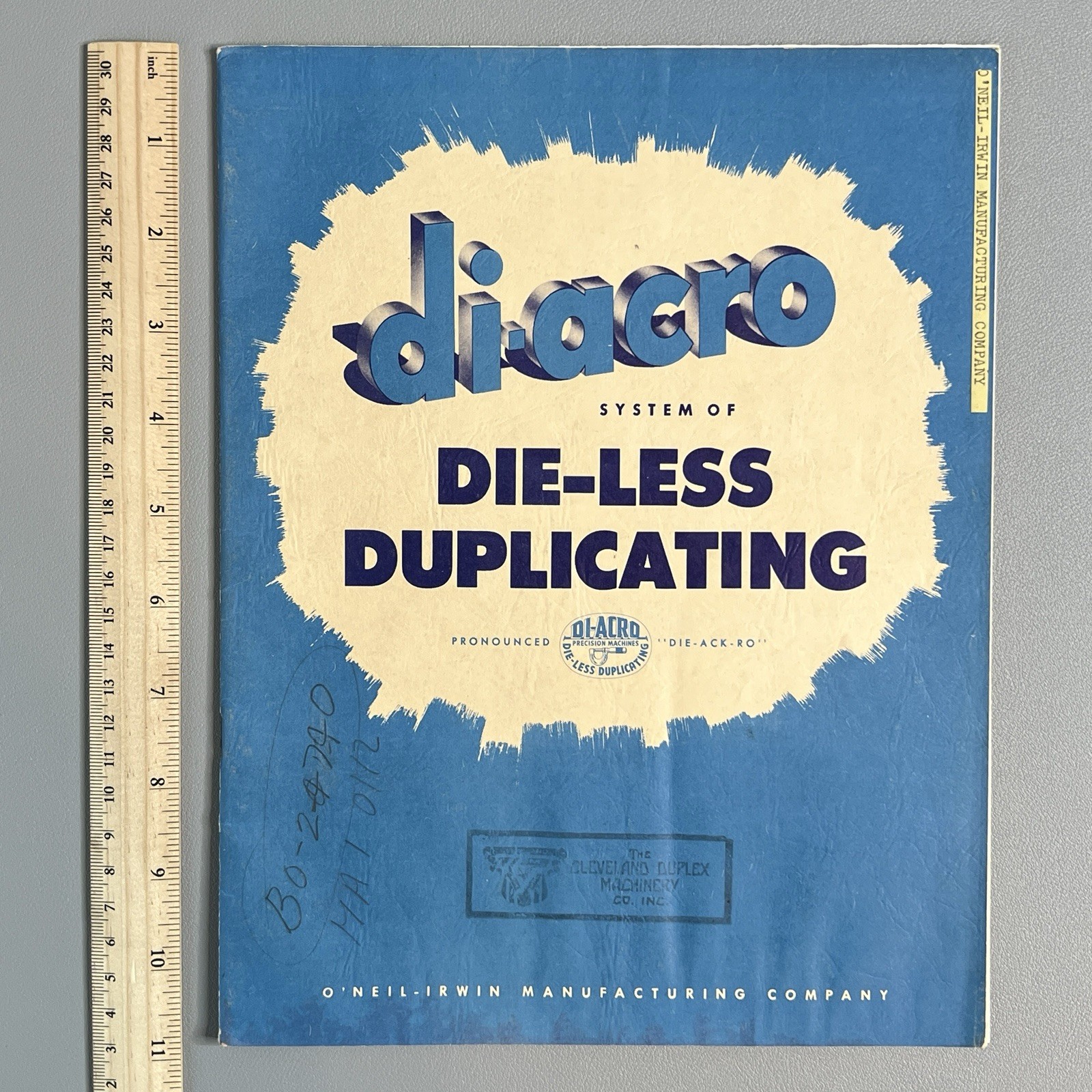 Vtg 1949 Di-Acro Catalog Die-Less Duplicating Coin-Op Aviation Machinist Medical