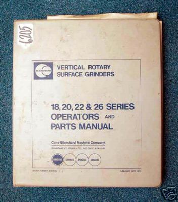 Blanchard Operators & Parts Manual for Vertical Rotary (Inv.17990)