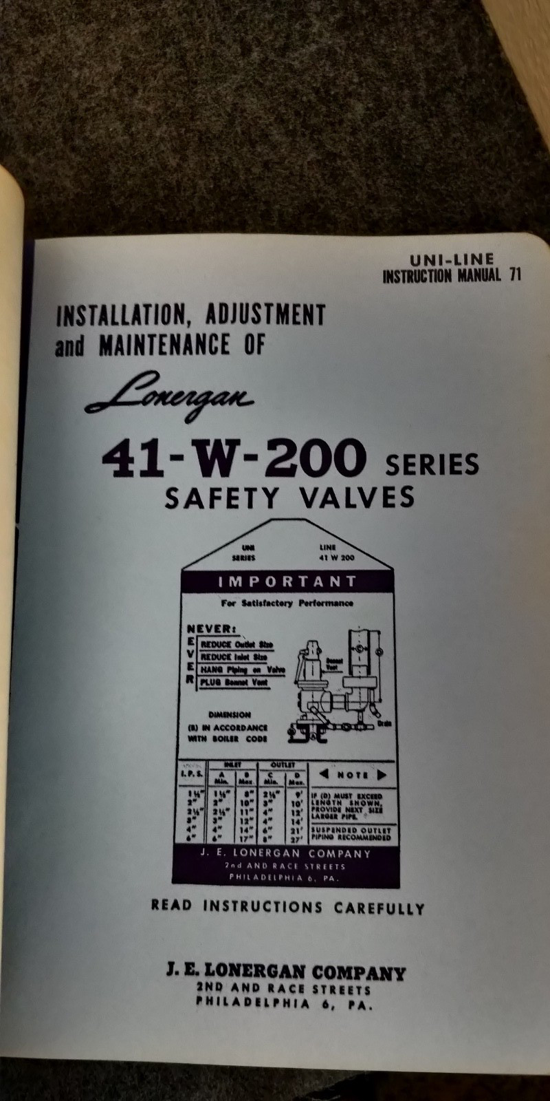 1957 Babcock & Wilcox OPERATING INSTRUCTIONS parts lists PATTON STATE HOSPITAL