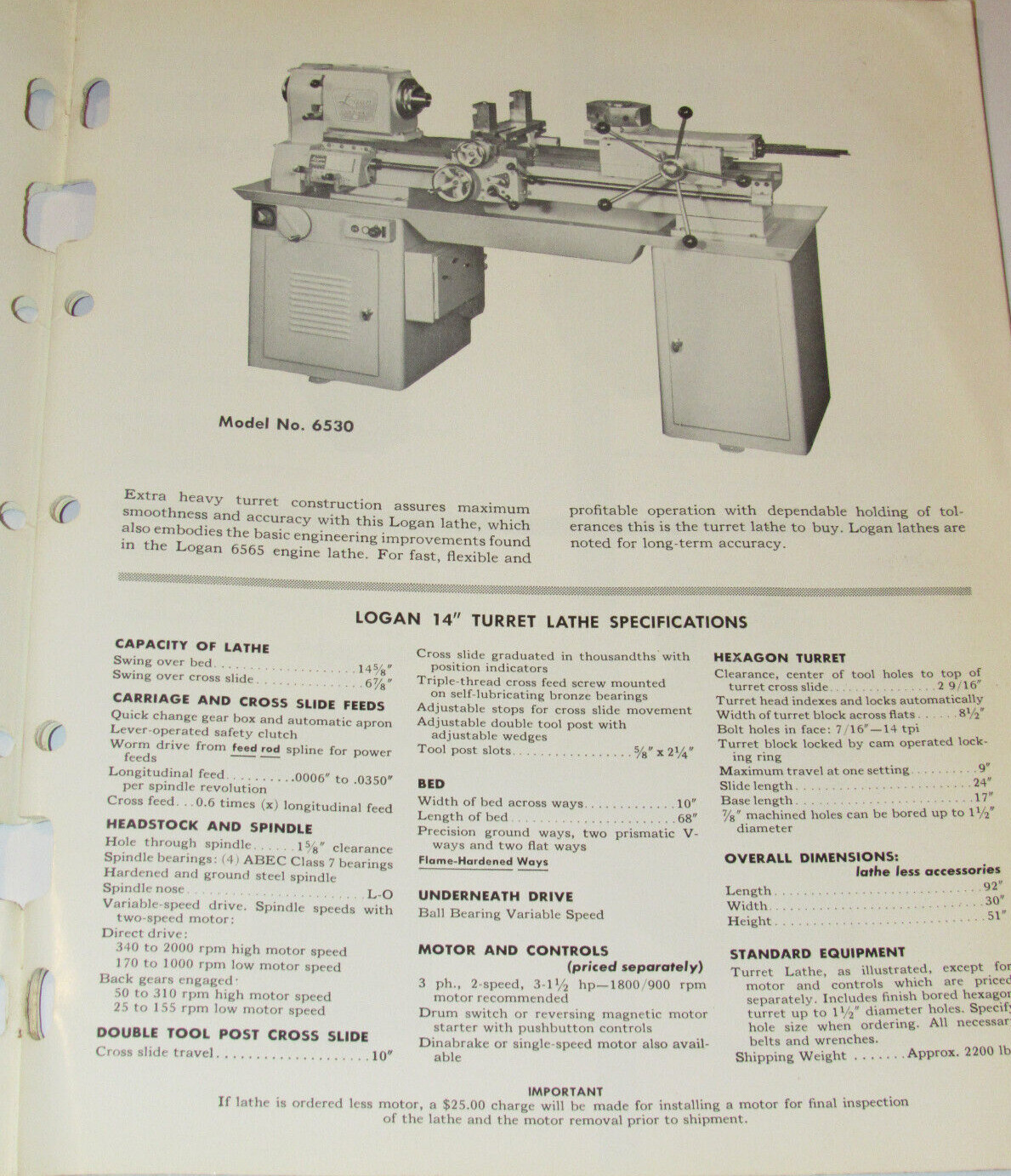 VTG 1964 LOGAN LATHES CATALOG! ENGINE/TURRET/SCREW CUTTING/SHAPER/ & ACCESSORIES