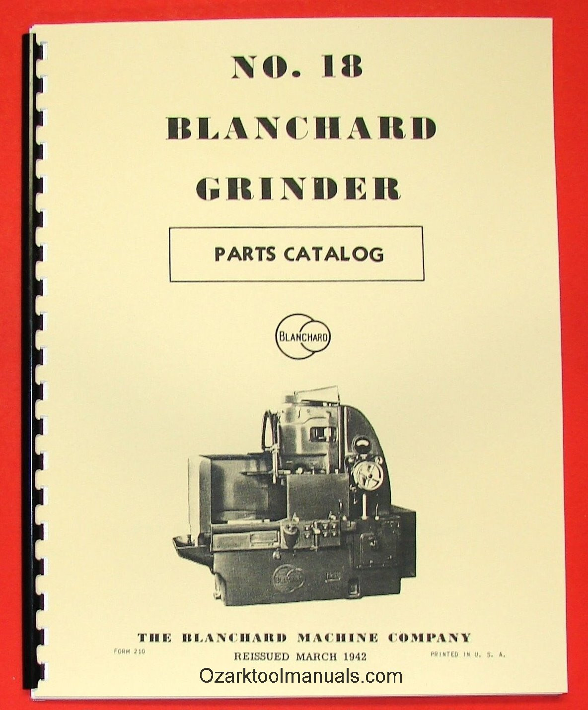 BLANCHARD 18 Surface Grinder Parts Manual 0784