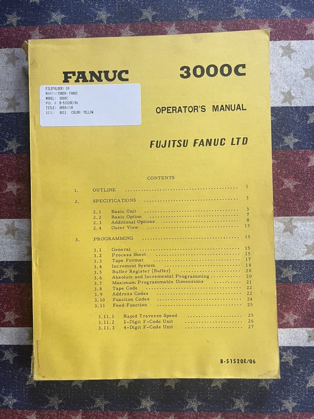 Fanuc 3000C Operator’s Manual B-51520E/06 B-51520E