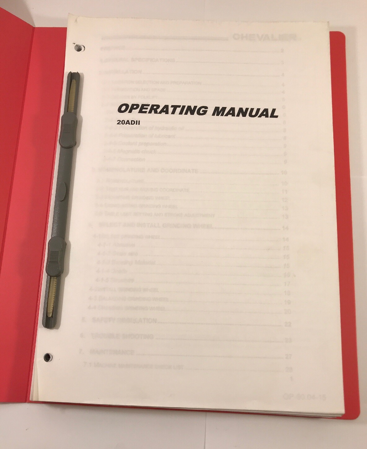 Chevalier Operating Manual 20ADII