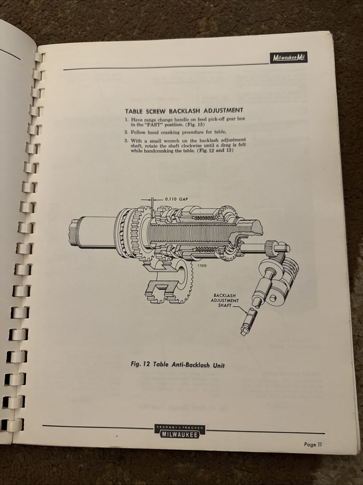 KEARNEY TRECKER Milwaukee Simplex Duplex Milling Machine Maintenance Manual 372