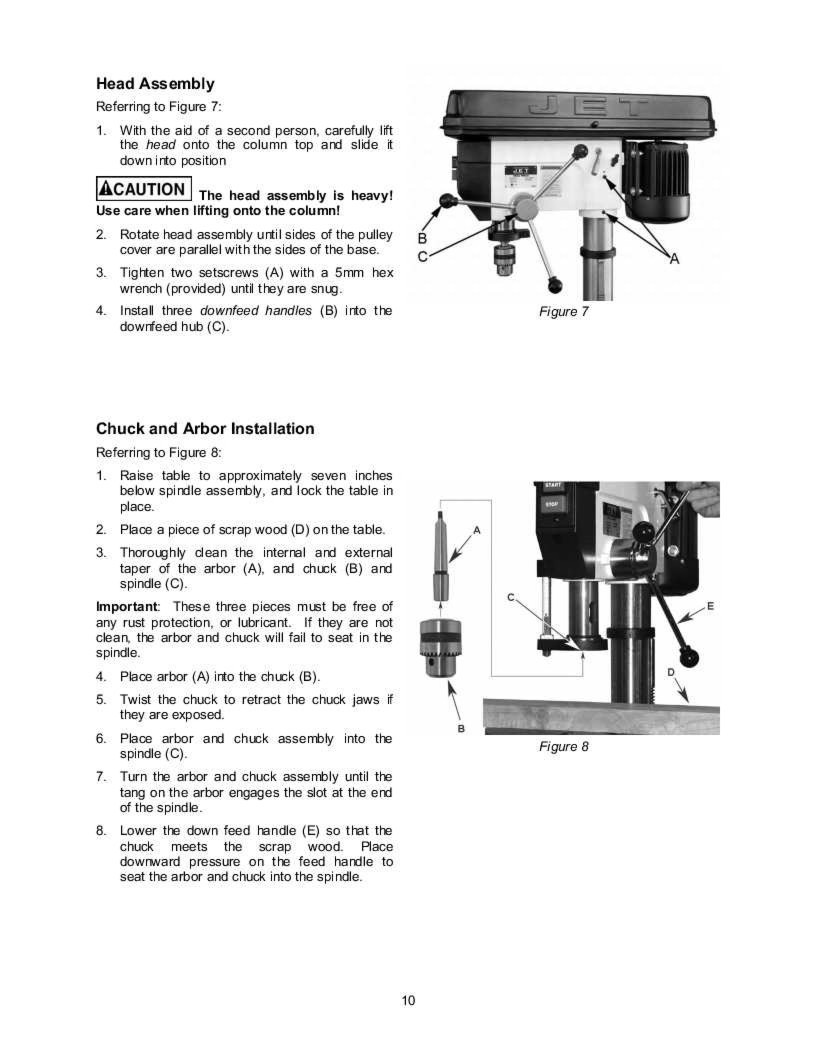 Jet JDP-20MF Drill Press Operator & Parts List Manual *233