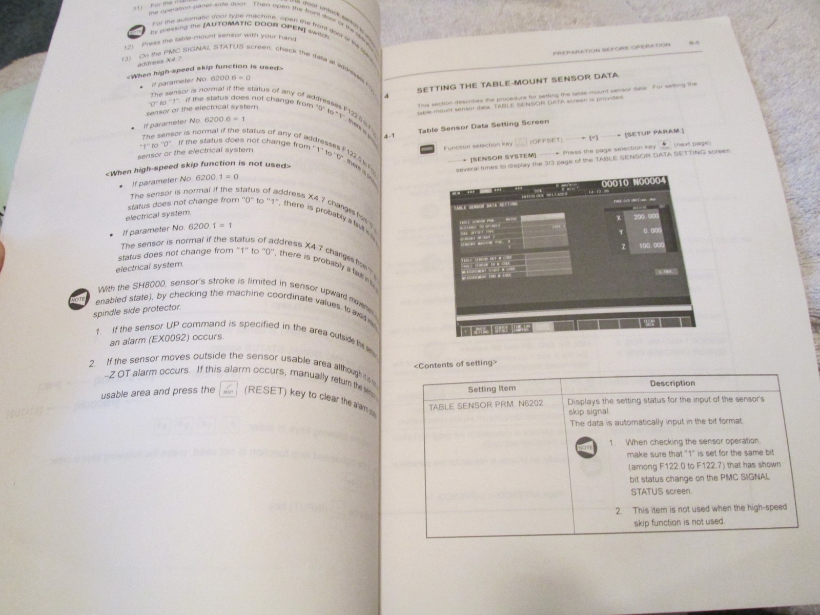 Mori Seiki MSX-501 502 Version 5.4 CNC Machine Sensor OPERATION Manual Factory