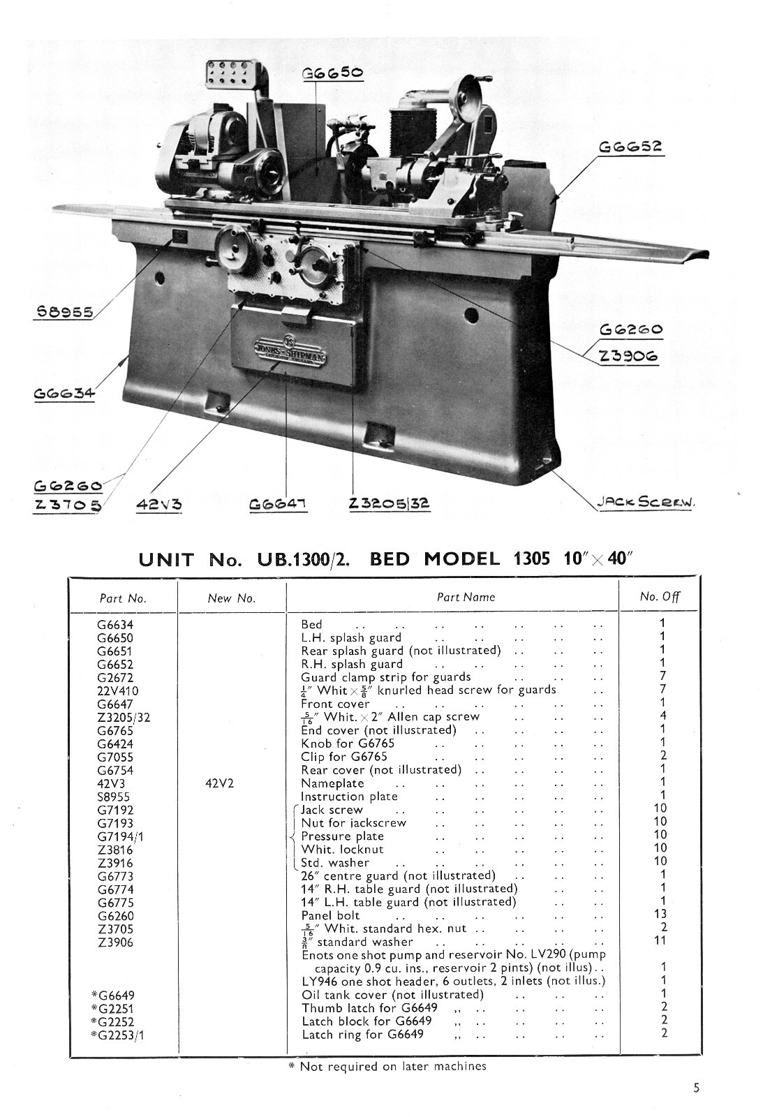 Jones & Shipman Models 1300 1305 Surface Grinders Service Parts Manual 1500