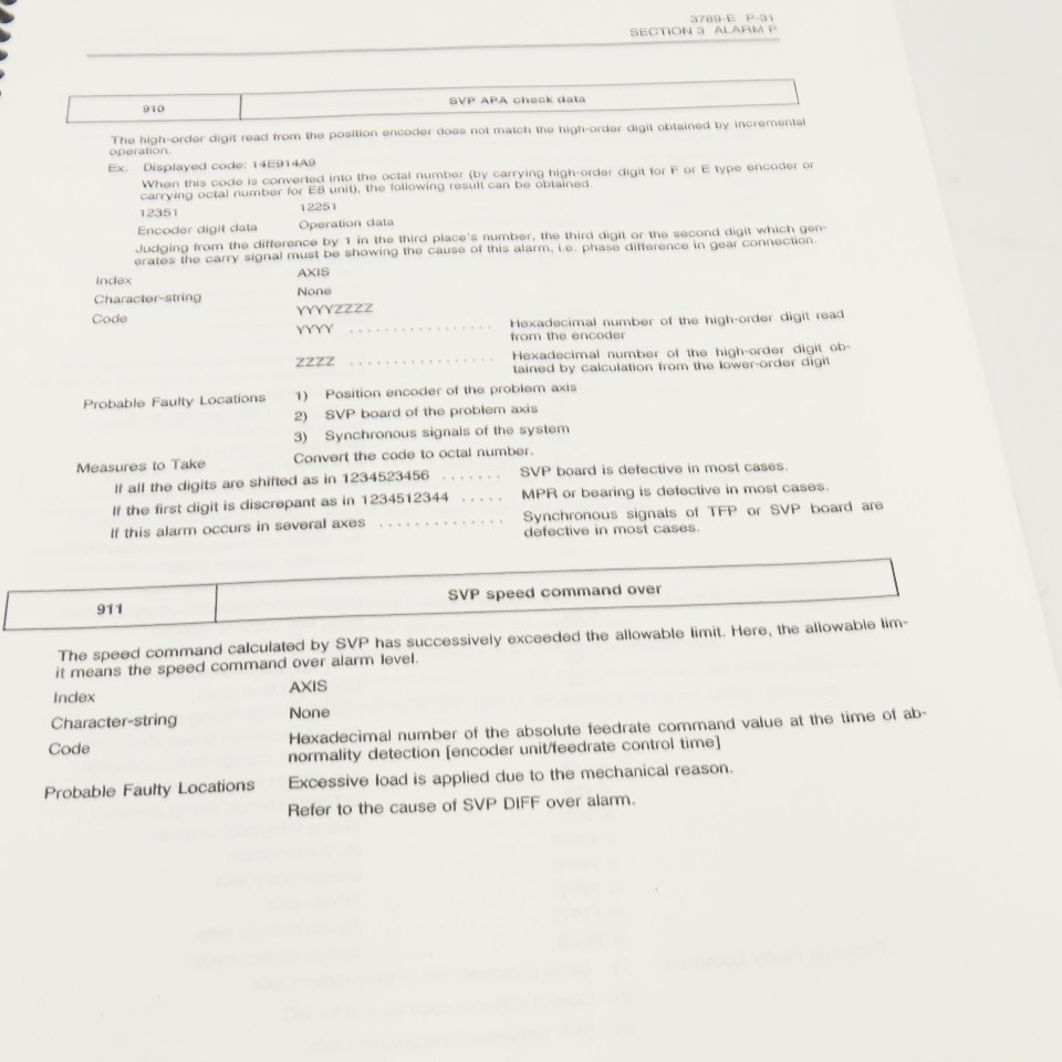 Okuma OSP7000M OSP700M 3789-E-R2 Alarm & Error Lost Manual 3rd Edition