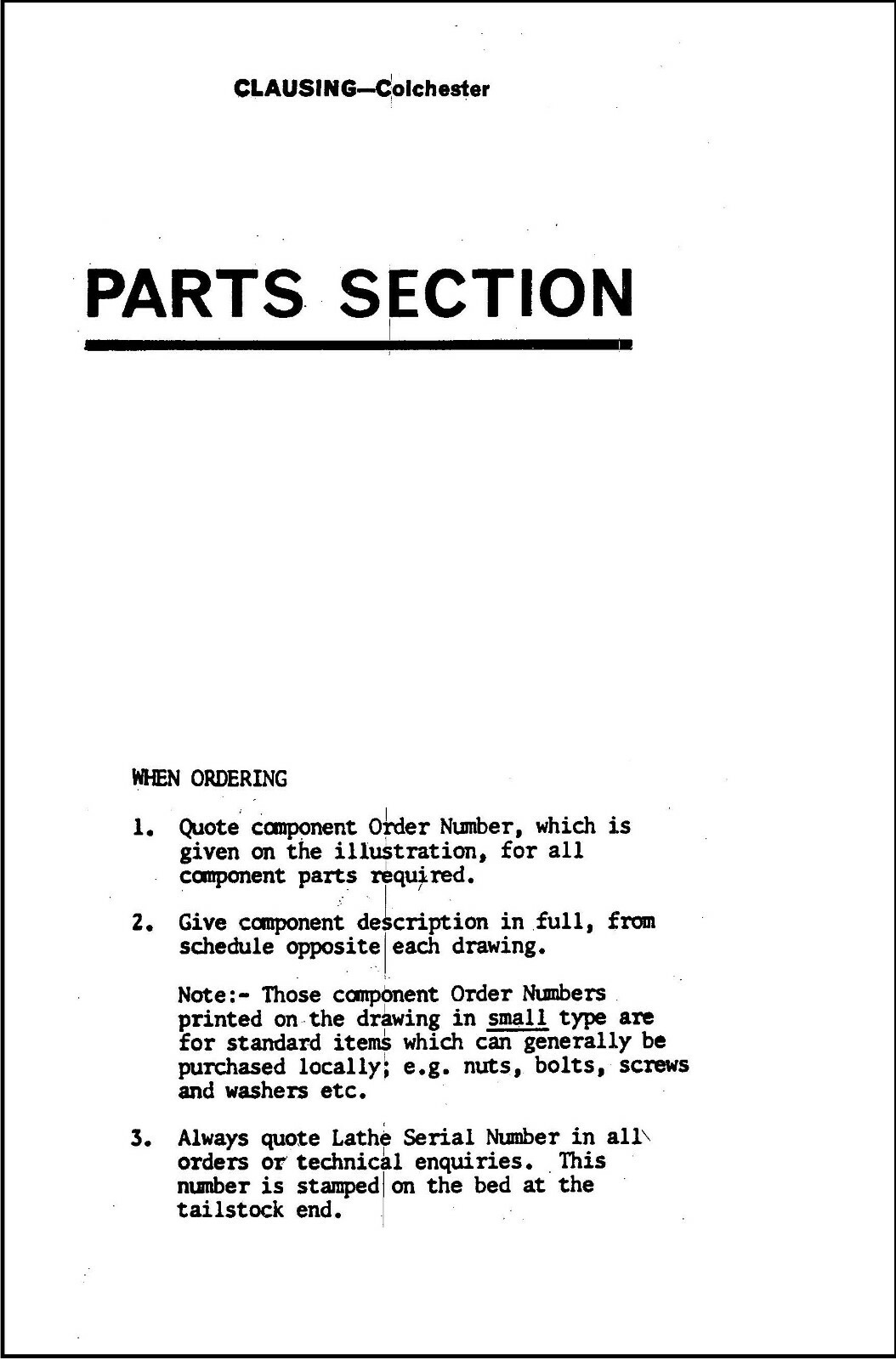 Operator & Parts Manual Fits Clausing Colchester 13-in 6500 Series Lathe