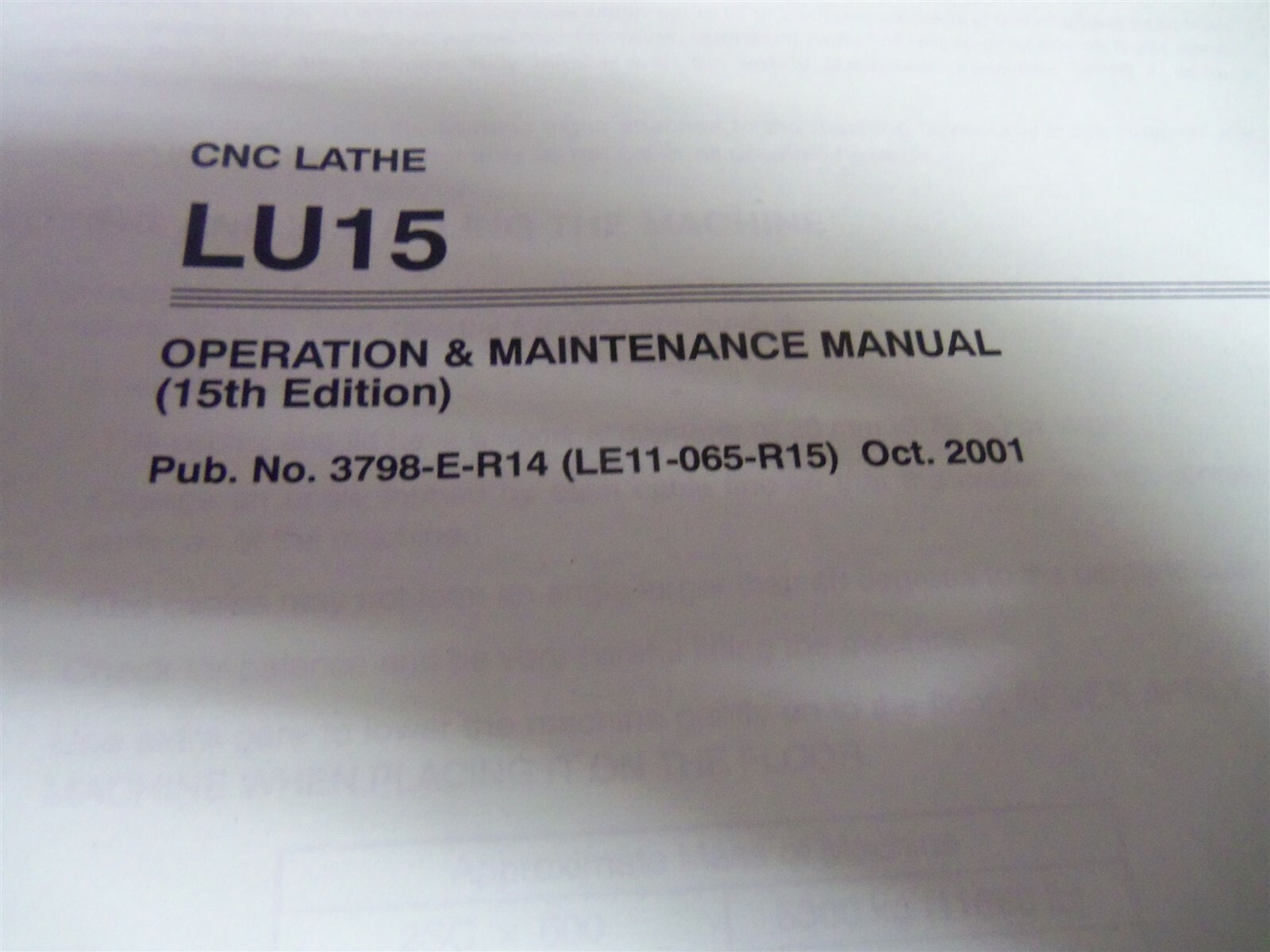 Okuma LU15 Operation and Maintenance Manual 15th Edition #166 *FREE SHIPPING*