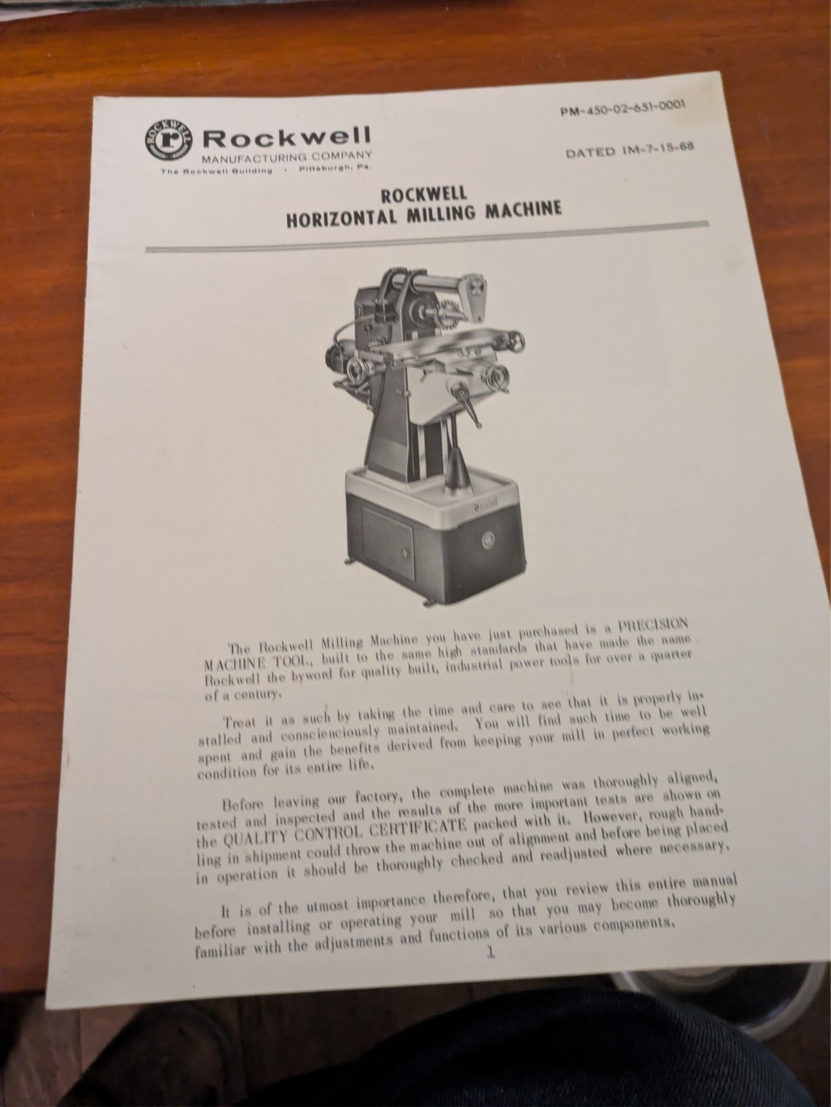 ROCKWELL DELTA HORIZONTAL MILLING MACHINE INSTRUCTIONS MANUAL 1970’S ORIGINAL