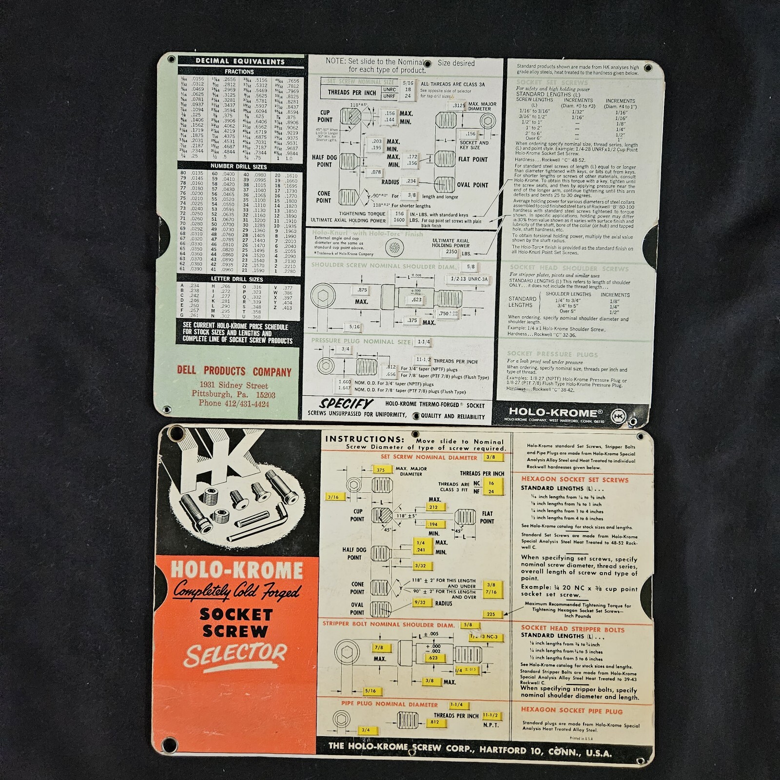 VTG Lot Of 2 Holo-Krome Socket Screw Selector manuals